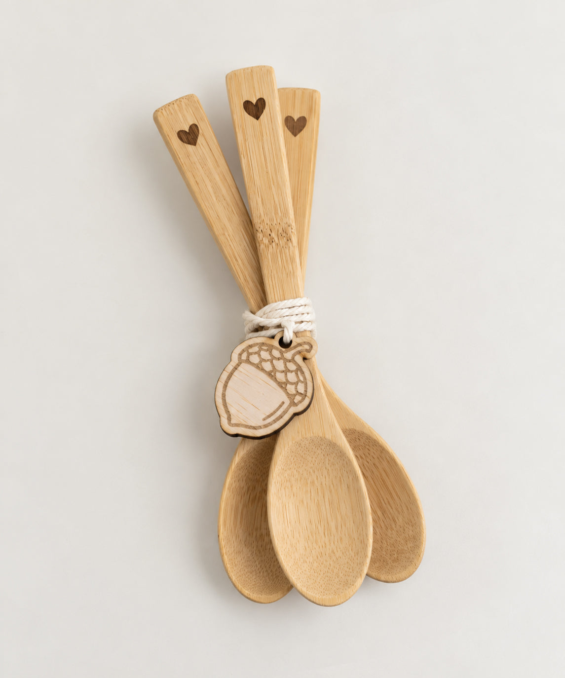 Bamboe lepeltjes met hartje - set van 3
