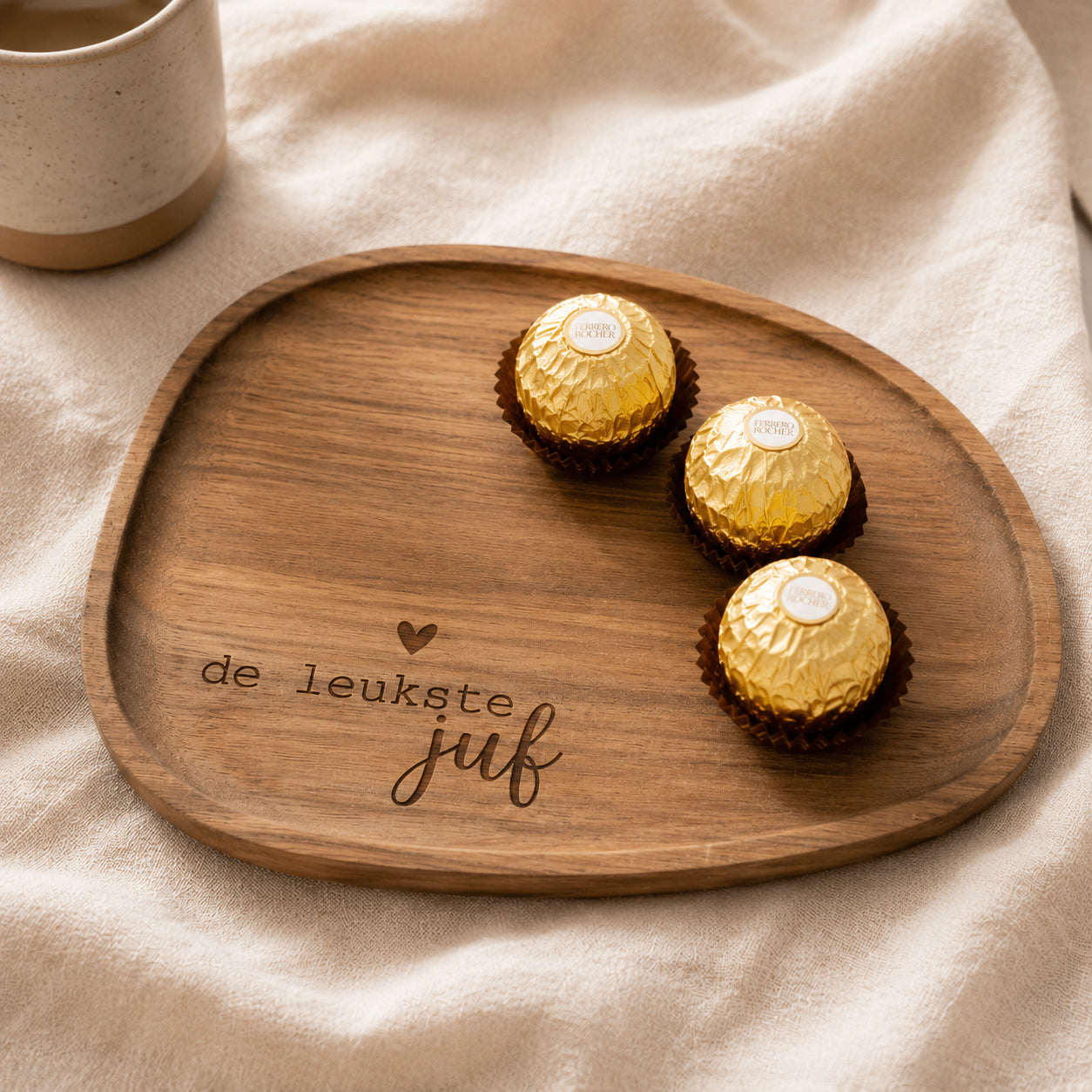 Houten serveerplankje - de leukste juf