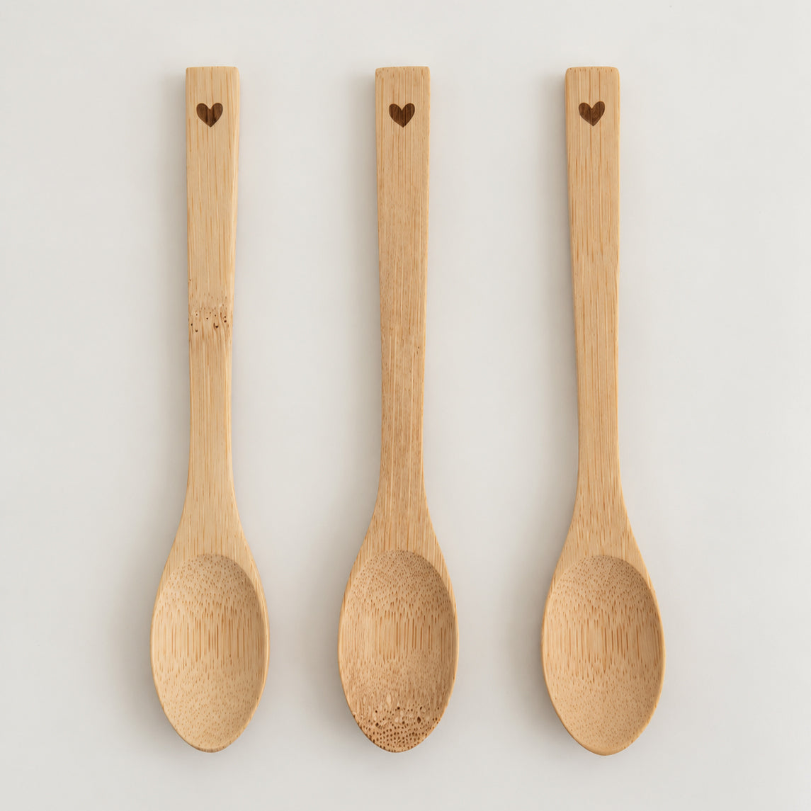 Bamboe lepeltjes met hartje - set van 3