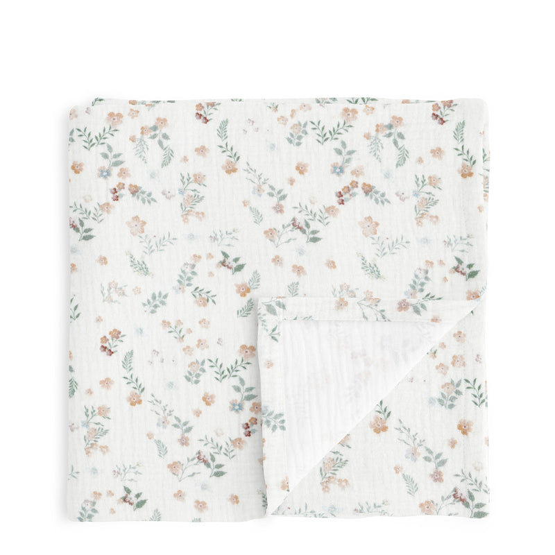 grote hydrofiele doek 120 x 120 cm met roodbruine bloemen print